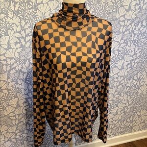 Geometric Patterned Turtleneck Top